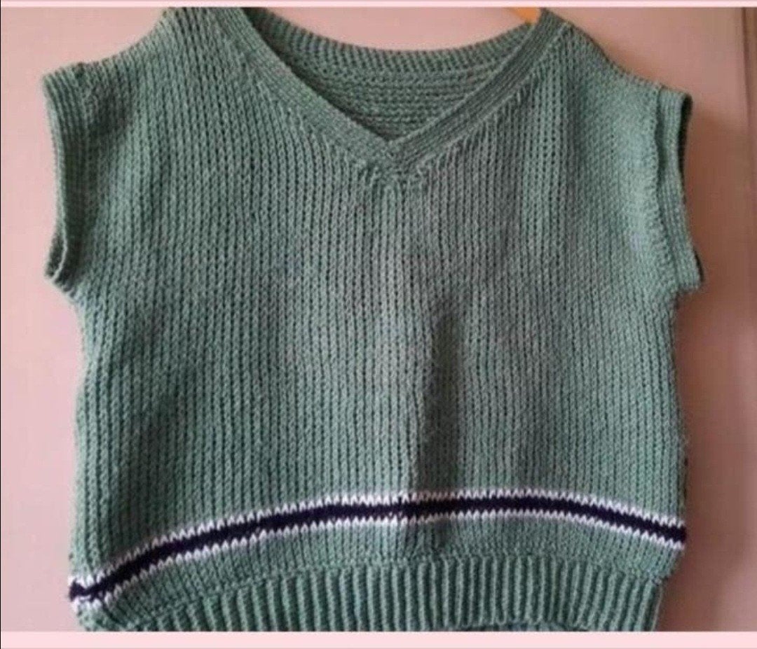 Tunisch Gehaakt Vest en Top Set  maat 46-48, Ophalen of Verzenden, Nieuw, Maat 46/48 (XL) of groter, Groen