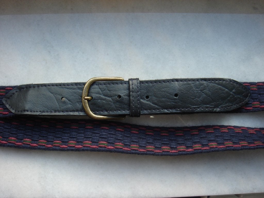 Blauw bewerkte stoffen riem 110 cm  , Overige kleuren, Riem of Ceintuur, Gedragen, 105 tot 115 cm