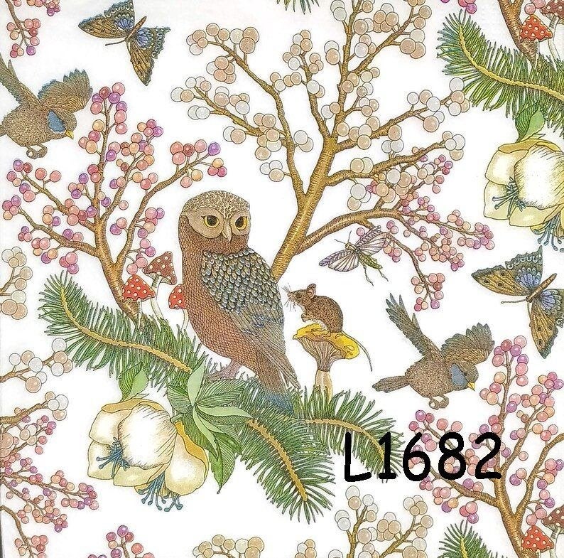 Servetten decoupage/bullet journal * uil L1682, Hobby en Vrije tijd, Verzenden, Nieuw