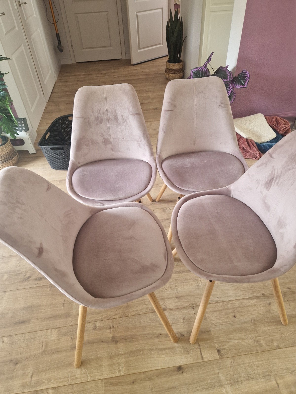 Eettafelstoelen 4 stuks zacht/oudroze, Ophalen, Vier