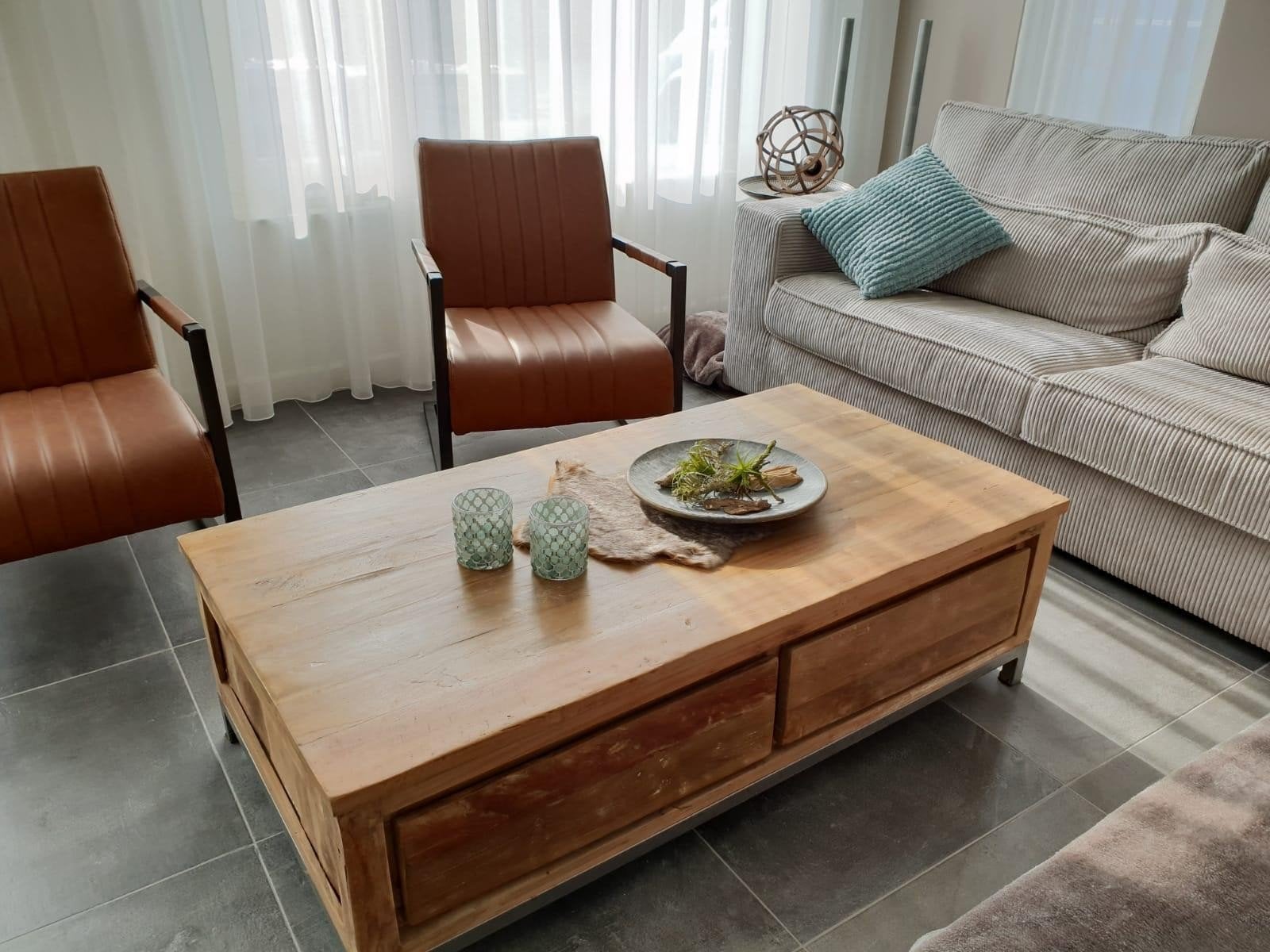 Teakhouten meubelset, Ophalen, 50 tot 100 cm, Zo goed als nieuw, Minder dan 100 cm