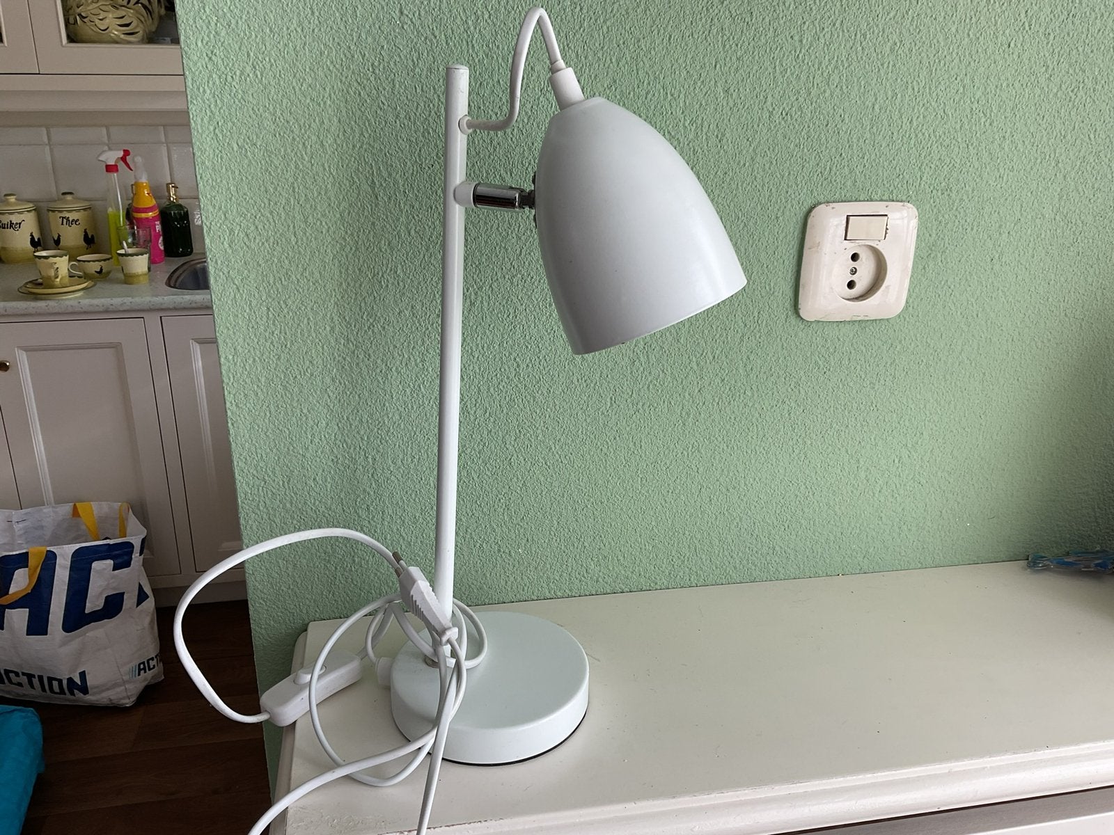Tafellamp, Wit, Ophalen of Verzenden, Zo goed als nieuw, Bureaulamp