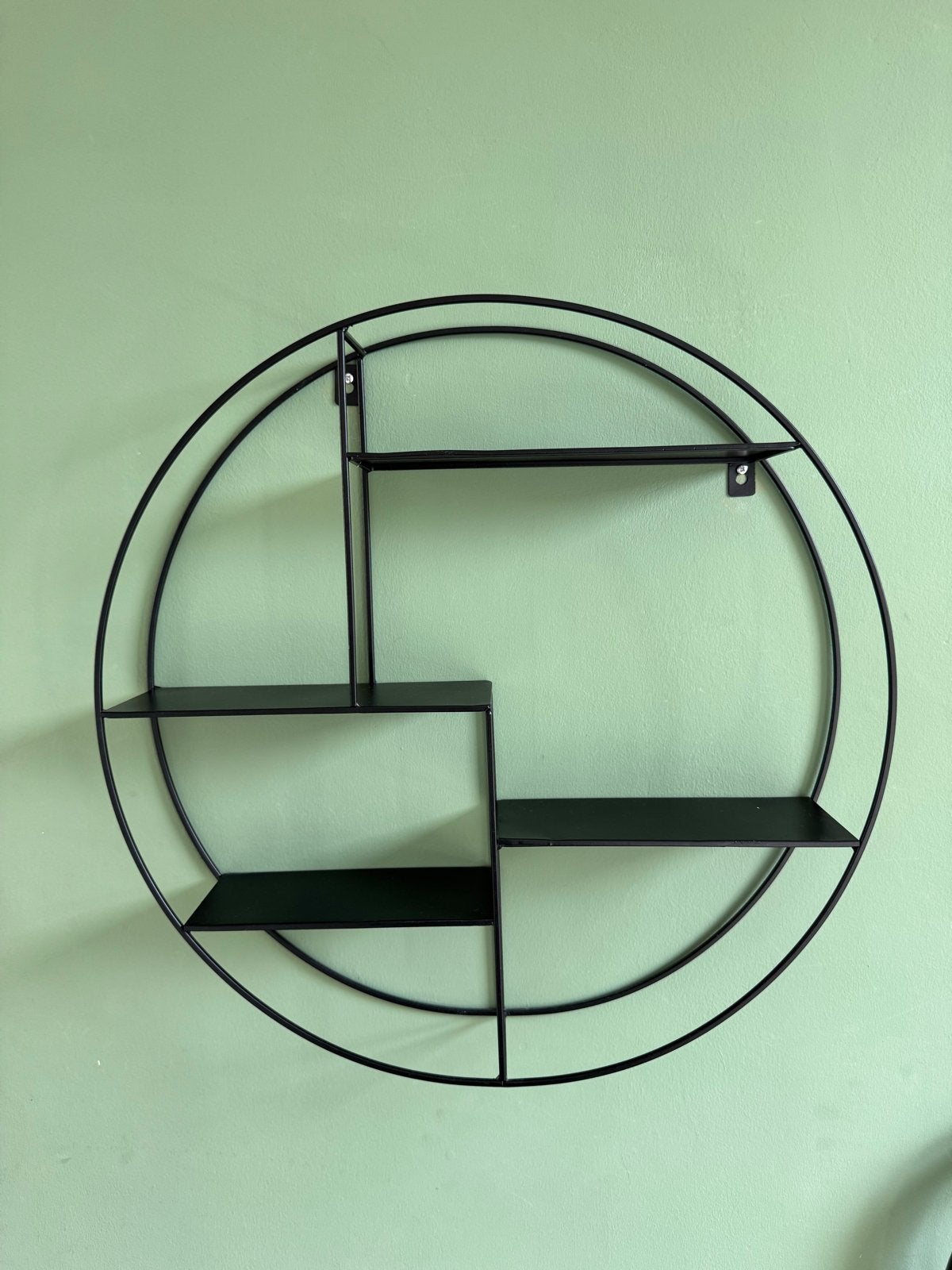 Zwart metalen ronde wandplank - Modern design, Huis en Inrichting, Woonaccessoires | Wandplanken en Boekenplanken, Ophalen, Zo goed als nieuw