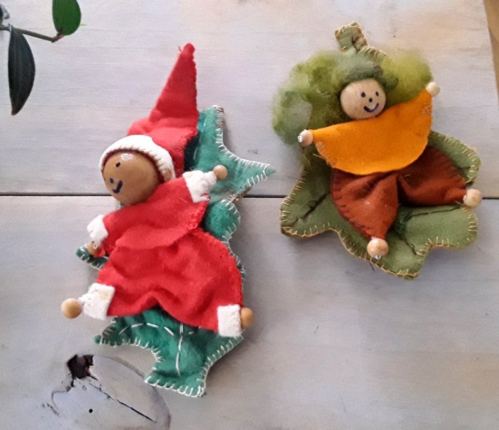 Vintage gemaakte kerstdecoratie van vilt, Ophalen of Verzenden, Gebruikt