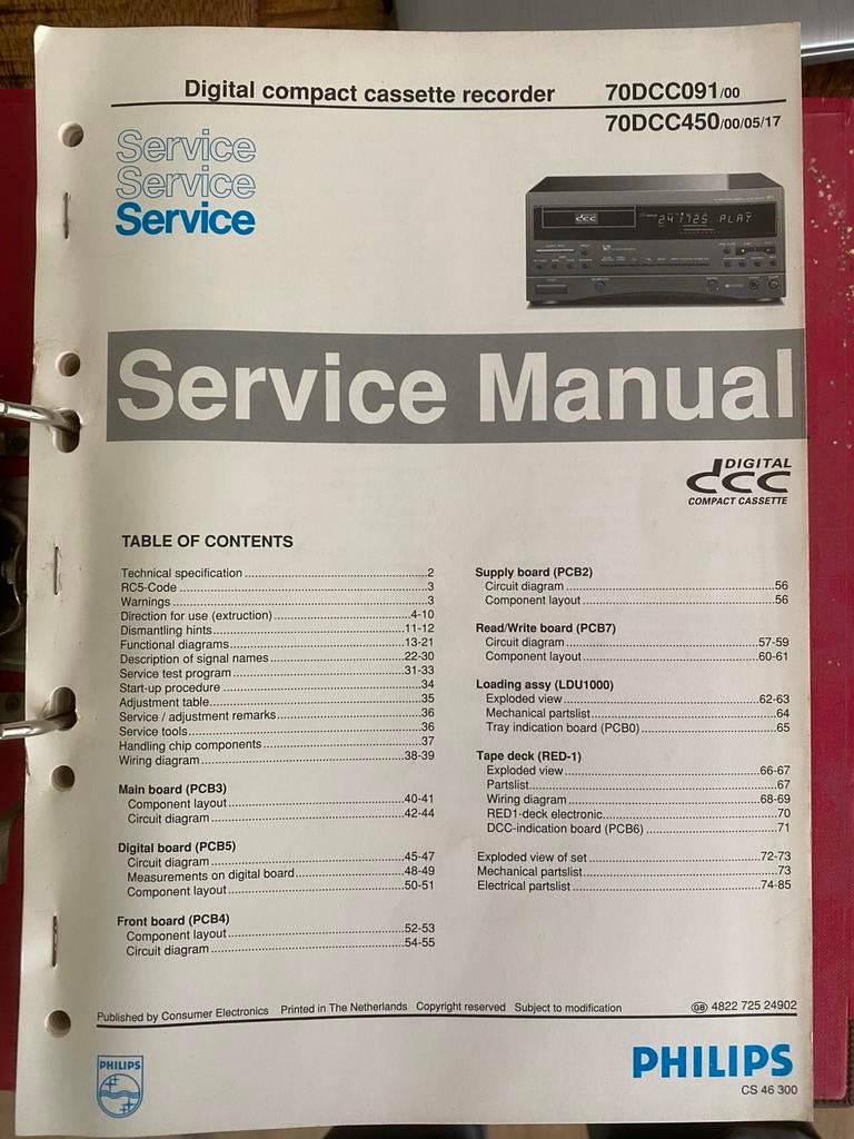 Philips Service Manuals DCC Recorders, Ophalen of Verzenden, Philips