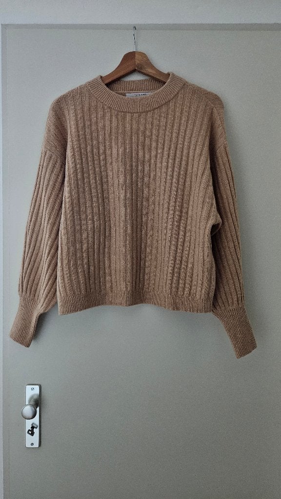 Yaya Ribbed sweater/trui met ronde hals, Beige, Nieuw, Ophalen of Verzenden, Yaya