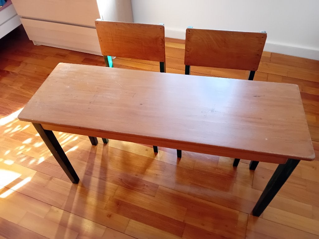 Houten kindertafel en stoeltjes, jaren 50, Ophalen, Gebruikt, Tafel(s) en Stoel(en)