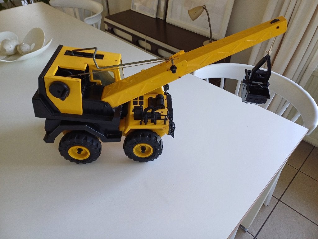 Grote vintage hijskraan metaal met kunststof, Ophalen, Gebruikt