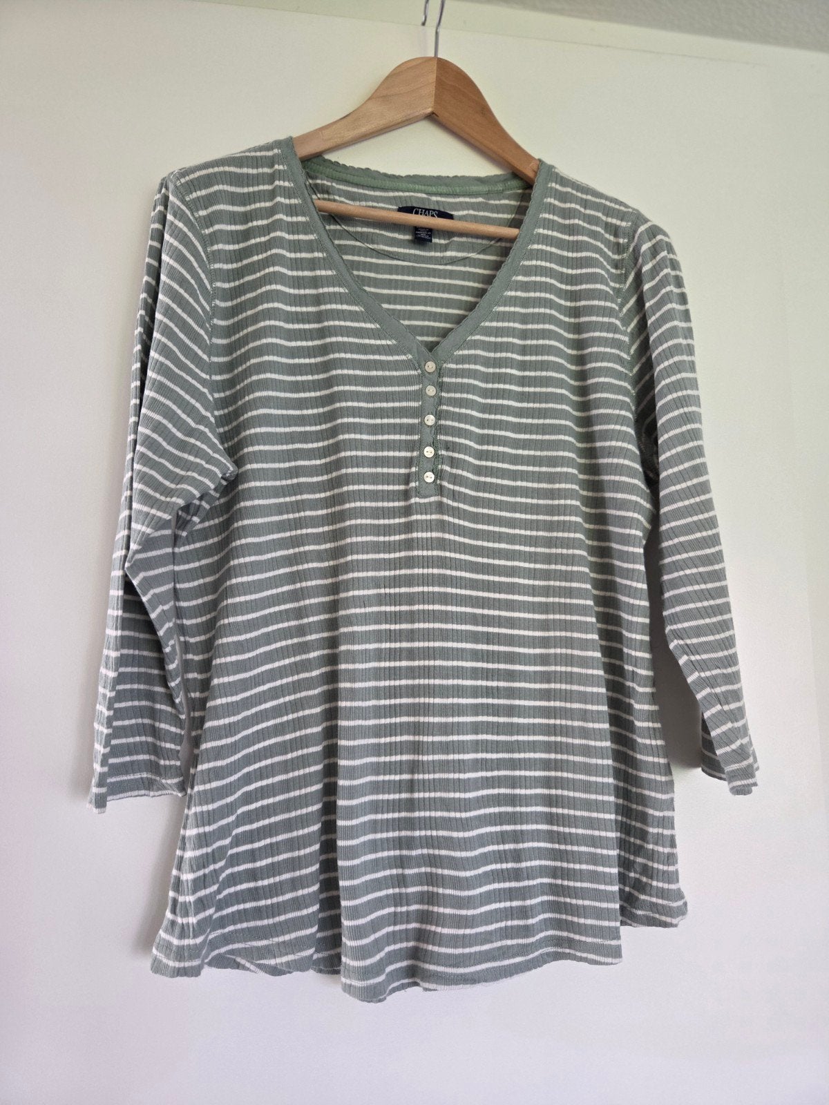 Vintage Chaps by Ralph Lauren gestreept shirt, Kleding | Dames, Maat 46/48 (XL) of groter, Ophalen of Verzenden, Lange mouw, Groen