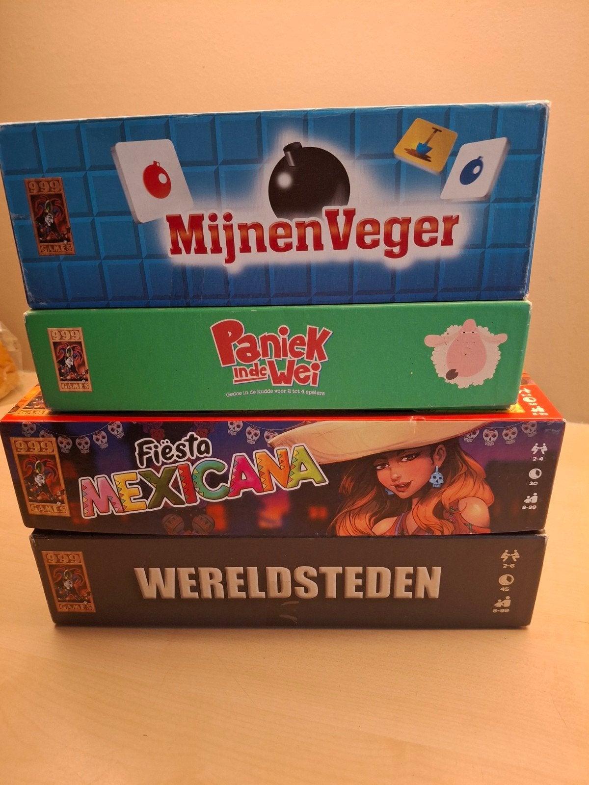 4x 999 Games Bordspellen: koopje!!, Vijf spelers of meer, Ophalen of Verzenden, Zo goed als nieuw, 999 Games