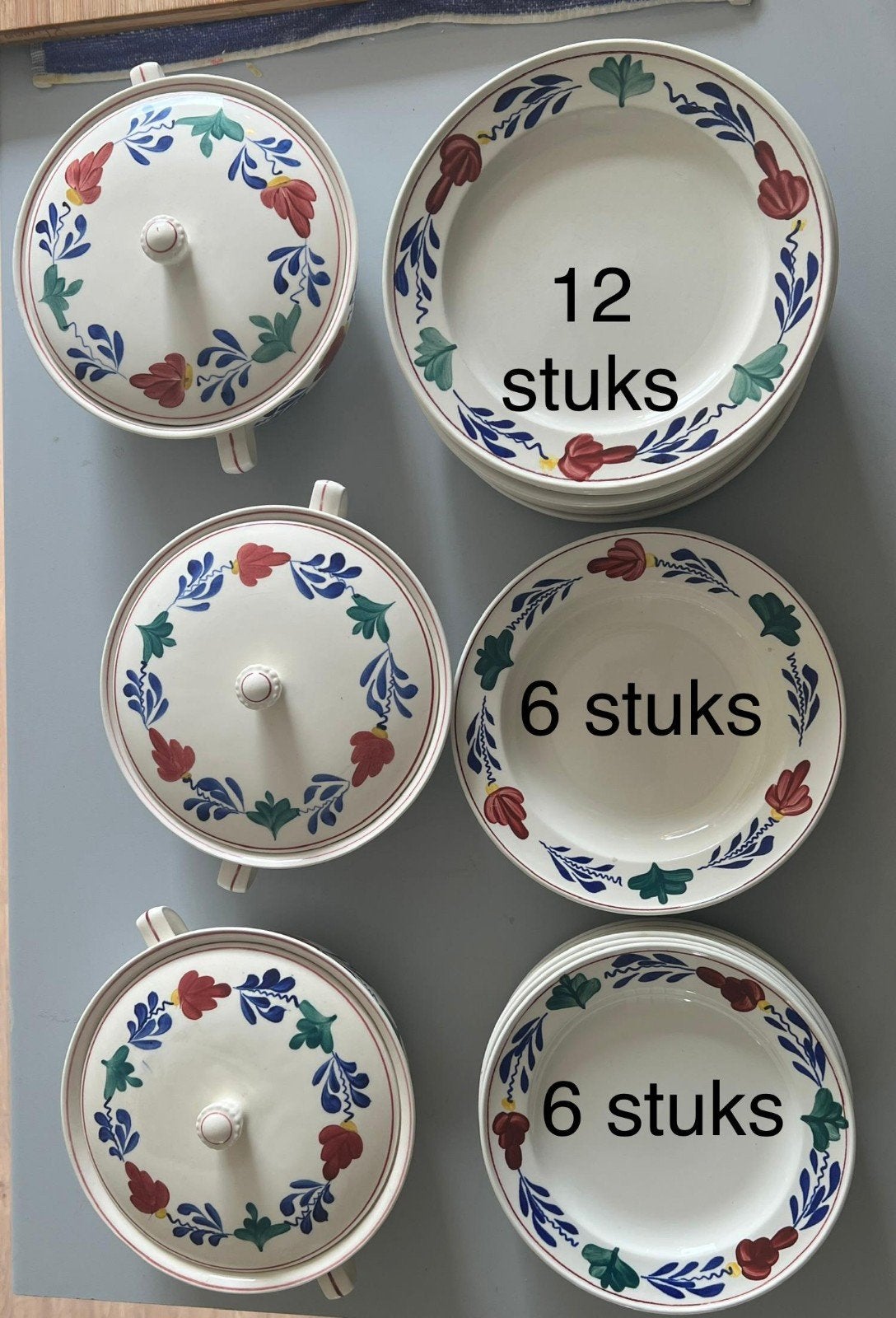 Boch Frères 'Boerenbont' Servies - 27-delig Handgeschilderd, Ophalen of Verzenden
