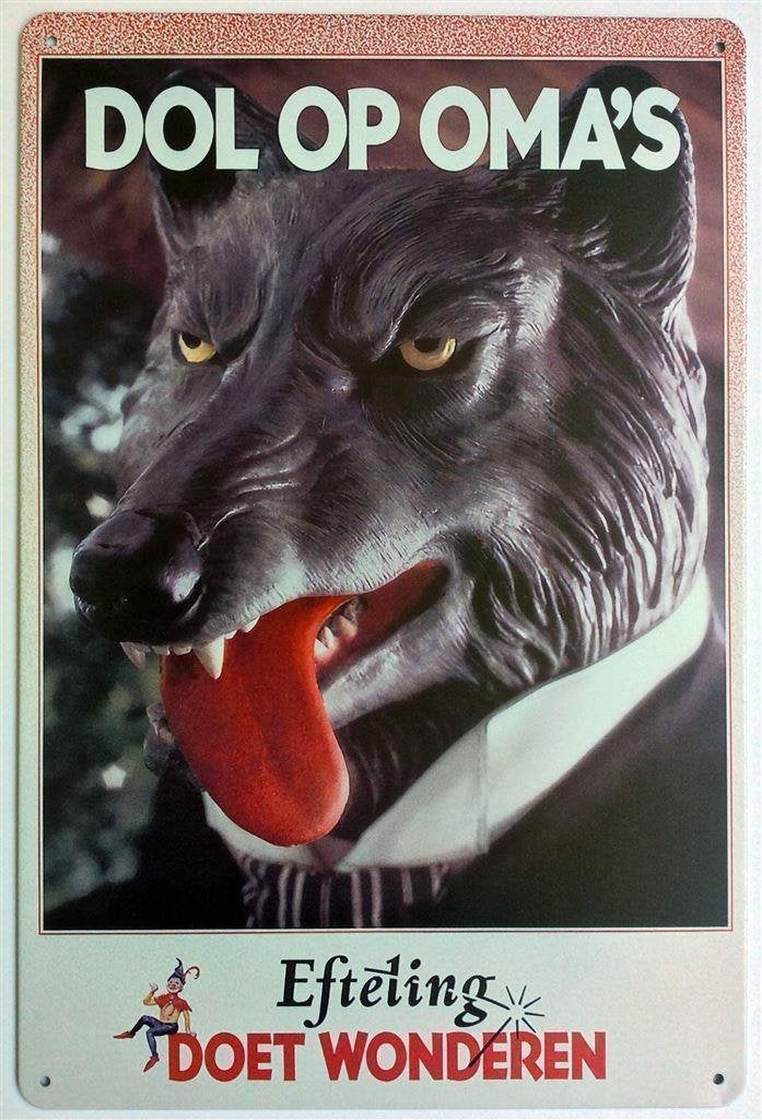 EFTELING anton Pieck boze wolf Metalen Reclamebord ., Verzamelen, Efteling, Verzenden, Nieuw, Beeldje of Poppetje