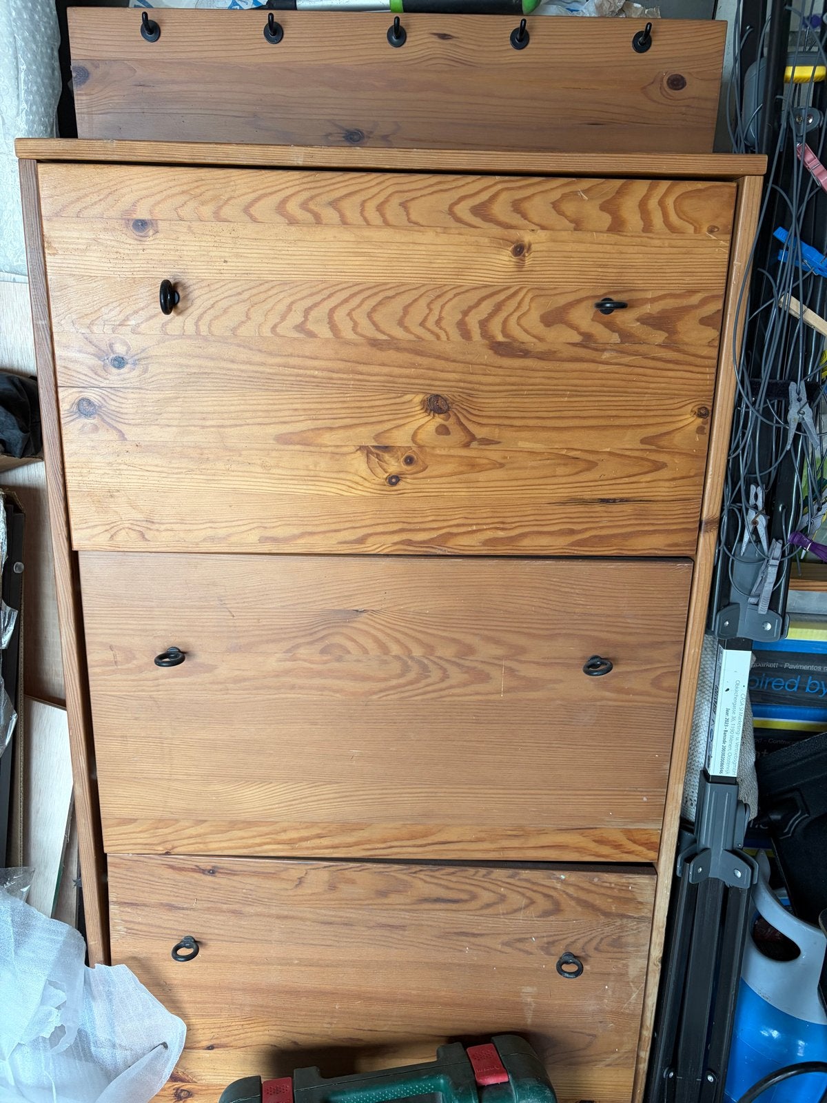Houten schoenenkast met 3 vakken, Ophalen of Verzenden, Gebruikt