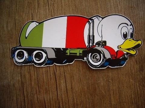 Holland Duck vrachtwagensticker Italië rechts 17x7cm, Ophalen of Verzenden, Zo goed als nieuw, Bedrijf of Vereniging