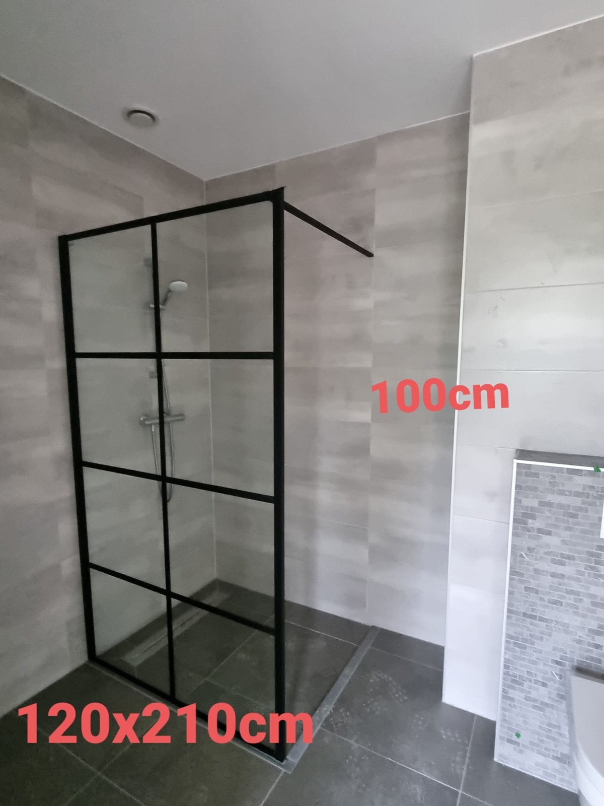 Sealskin Douchewand industrieel zwart, Ophalen, Nieuw, Glas, Douche