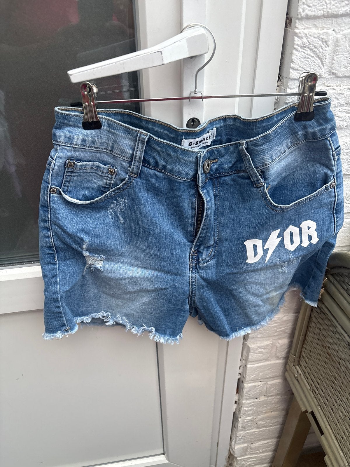 G-Smack Premium Denim Shorts met 'Dior' print, Kleding | Dames, Kort, Blauw, Maat 42/44 (L), Ophalen of Verzenden