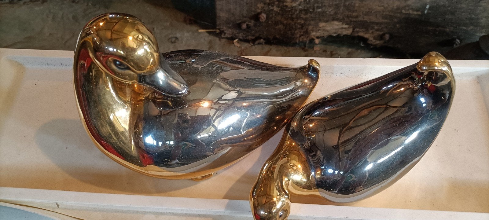 Decoratieve eenden (2 stuks) - Goud en Zilverkleurig, Ophalen of Verzenden