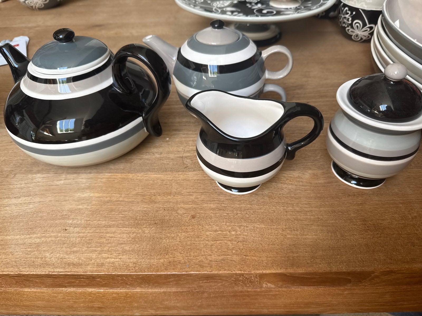 Riverdale theepot, melkkan en suikerpot (suikerpot beschadig, Gebruikt, Overige merken, Keramiek, Ophalen of Verzenden