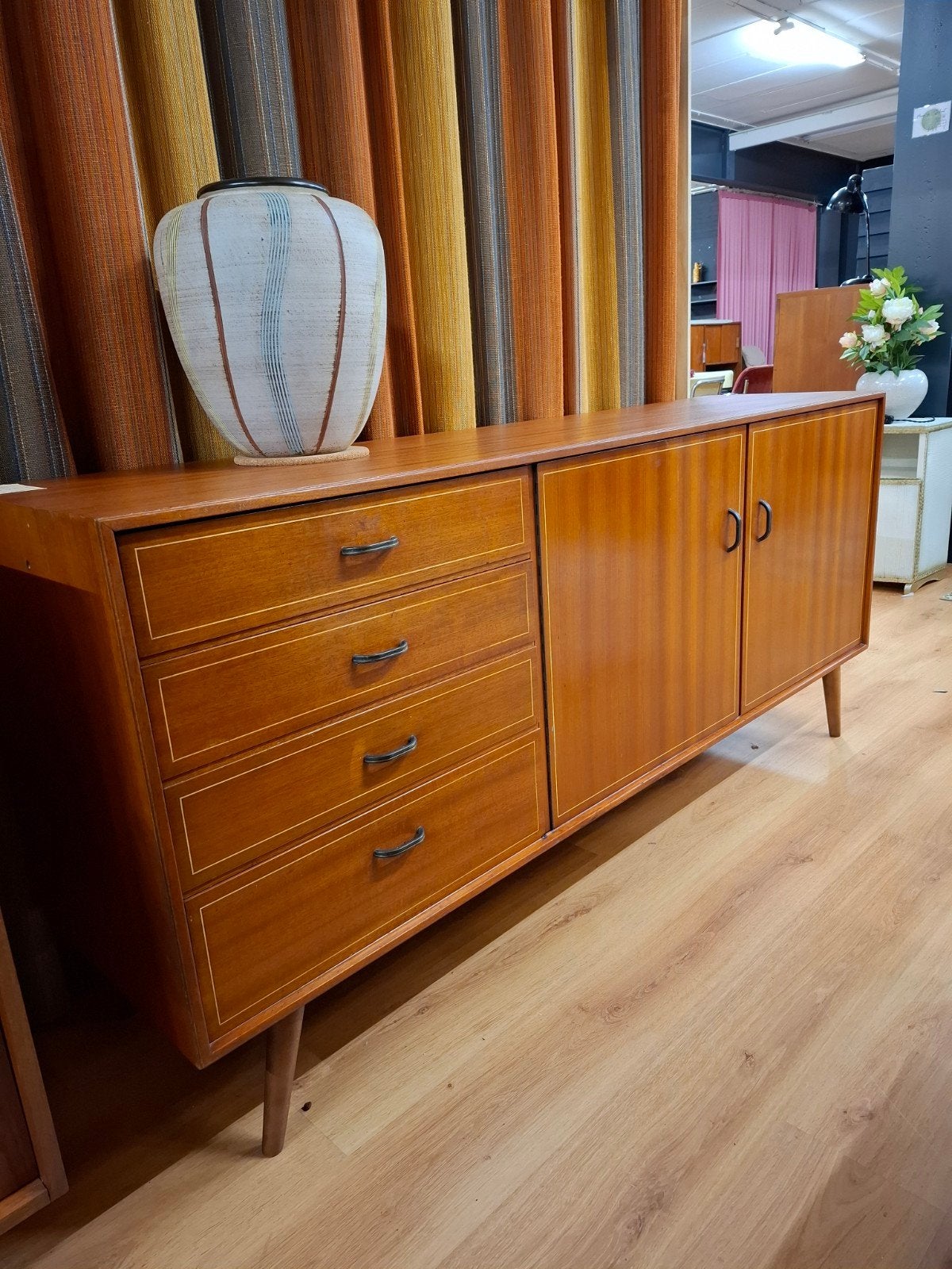 vintage lowboard sideboard teak kast wandmeubel wandkast, Formule kempkes waddinxveen, .., Met deur(en), 150 tot 200 cm
