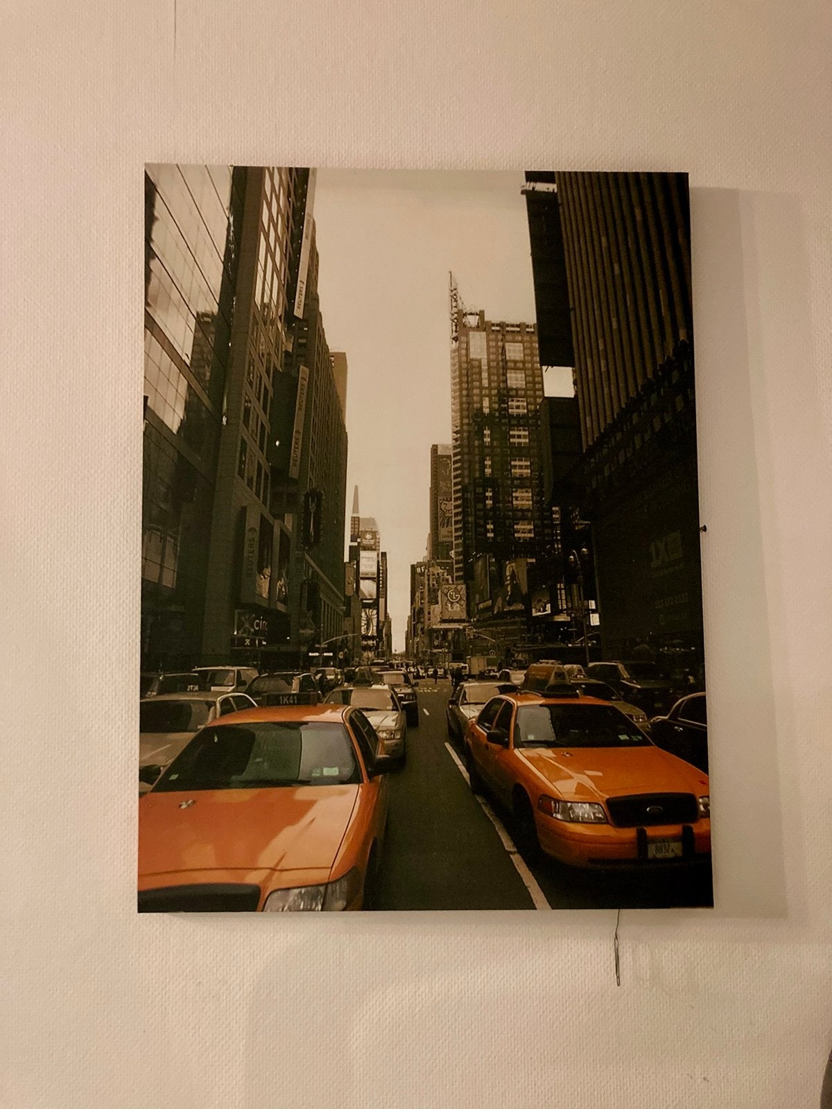 Canvas met New York torens en lampje (batterij leeg), Ophalen, Gebruikt, Print, 75 – 100