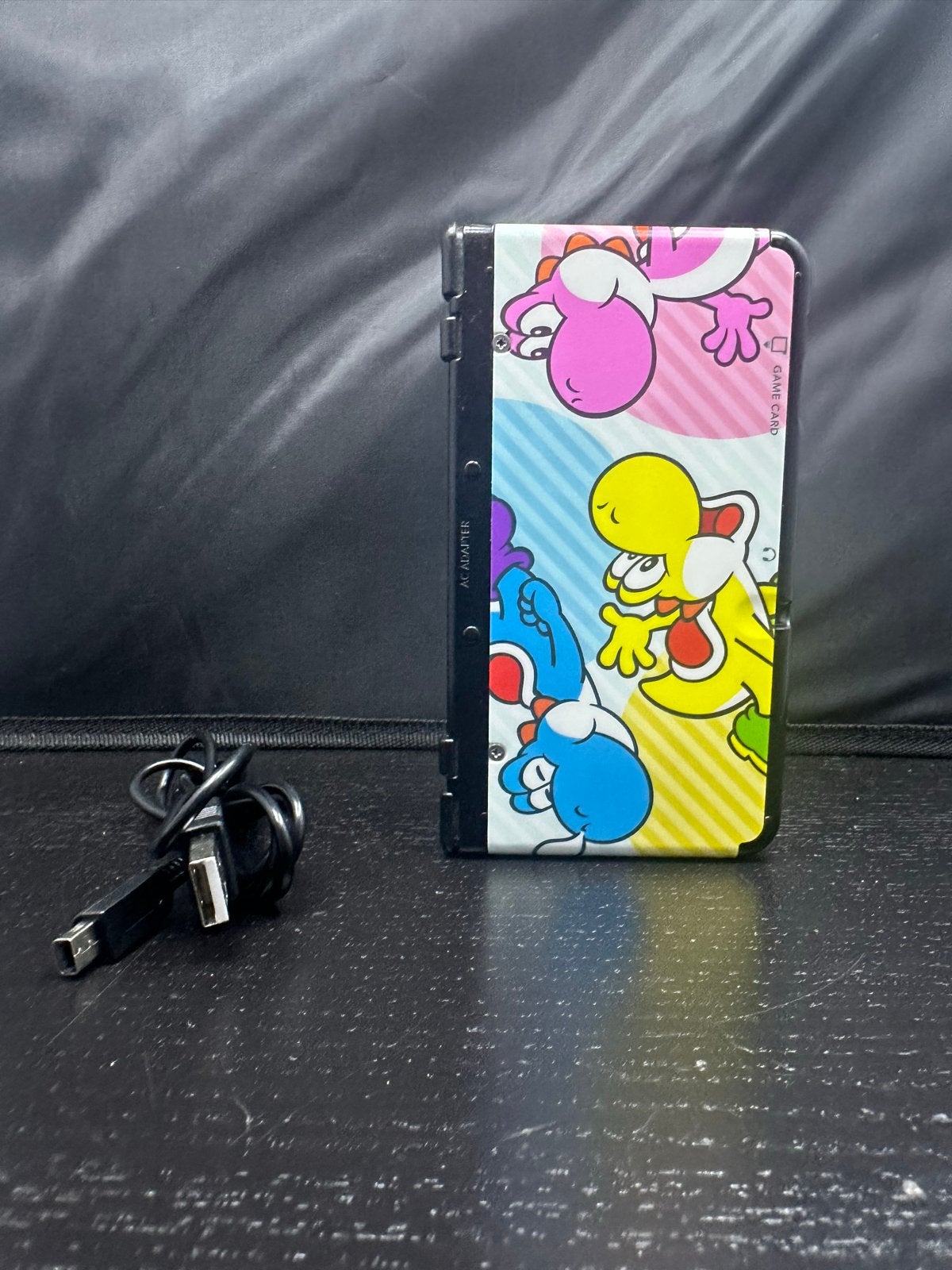 Nintendo New 3DS Zwart met Yoshi Faceplates + USB-laadkabel, B, Verzenden, D, S