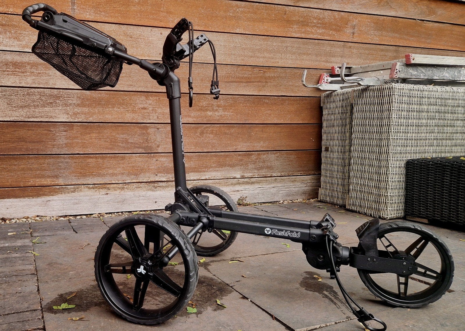 Fastfold Compact + golftrolley zwart, Ophalen, Zo goed als nieuw, Golfkar, Overige merken