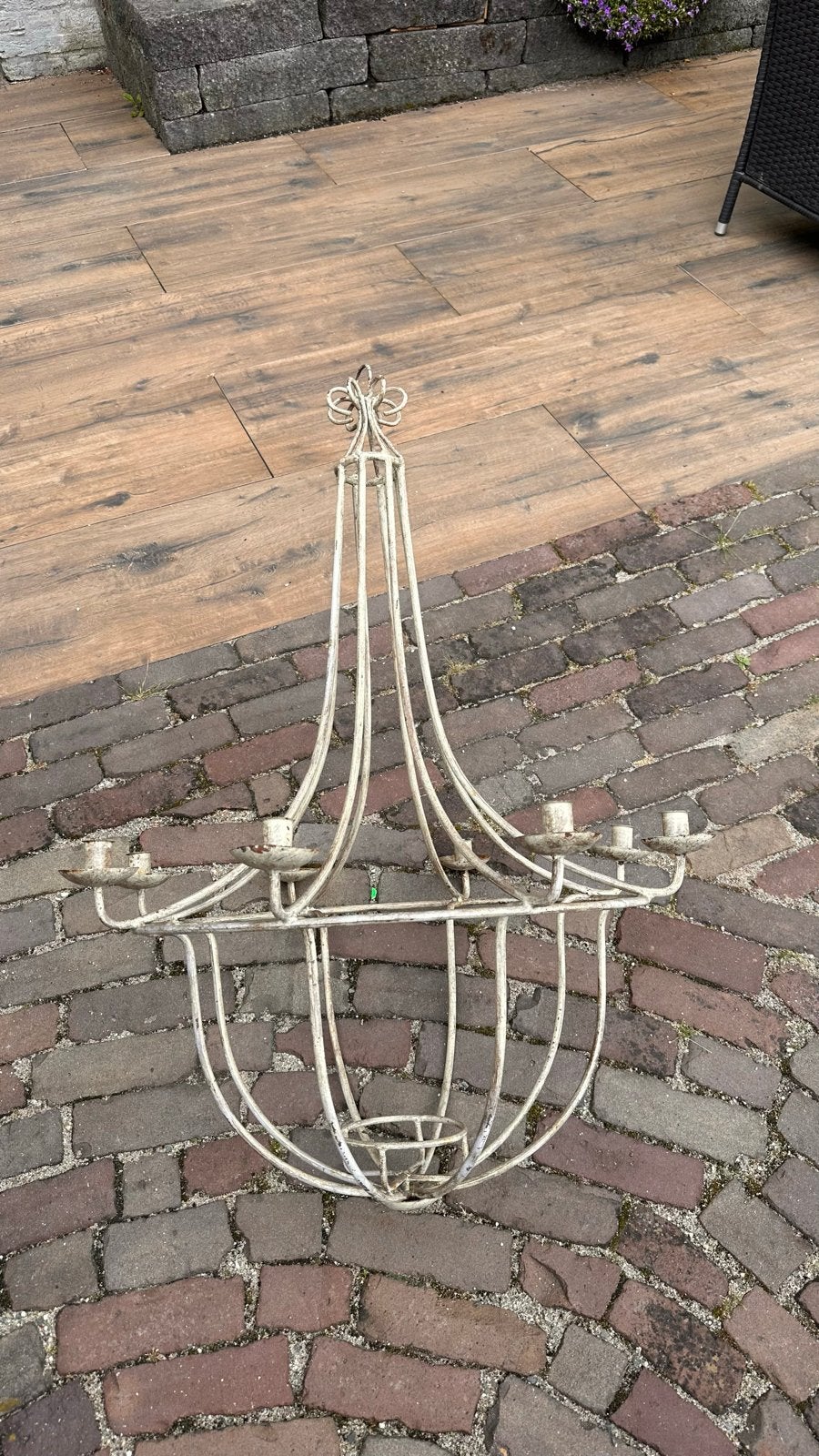 Antieke smeedijzeren kroonluchter, Ophalen of Verzenden, Overige materialen