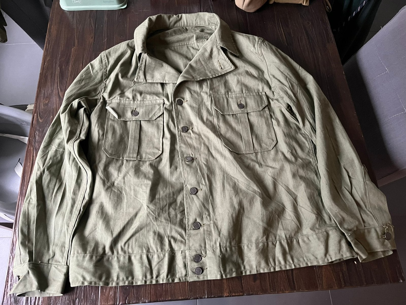 US HBT Jacket 1st patern 1941 *MINT* WO2, Ophalen of Verzenden, Landmacht, Amerika, Kleding of Schoenen