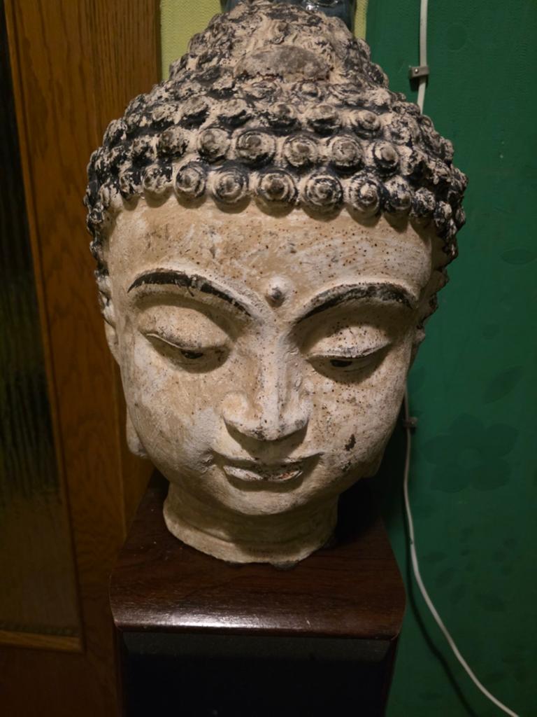 Metalen buddha hoofd polychroom, Ophalen of Verzenden