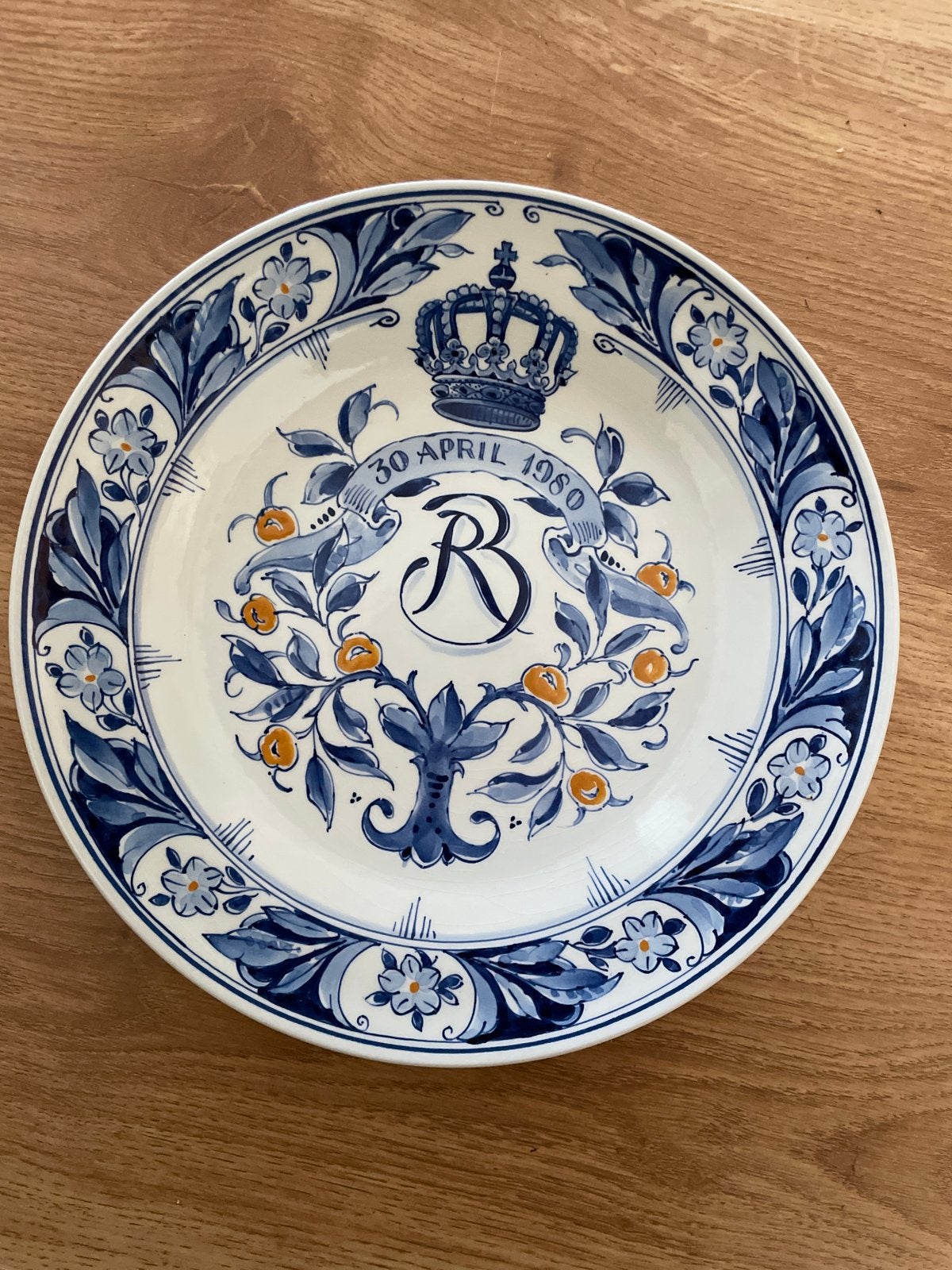 Delfts Blauw bord 30 april 1980 Beatrix inhuldiging, Antiek en Kunst, Ophalen