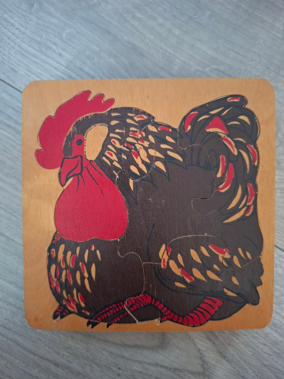 Houten kip puzzel voor kinderen, 2 tot 4 jaar, Gebruikt, Ophalen of Verzenden, Van hout