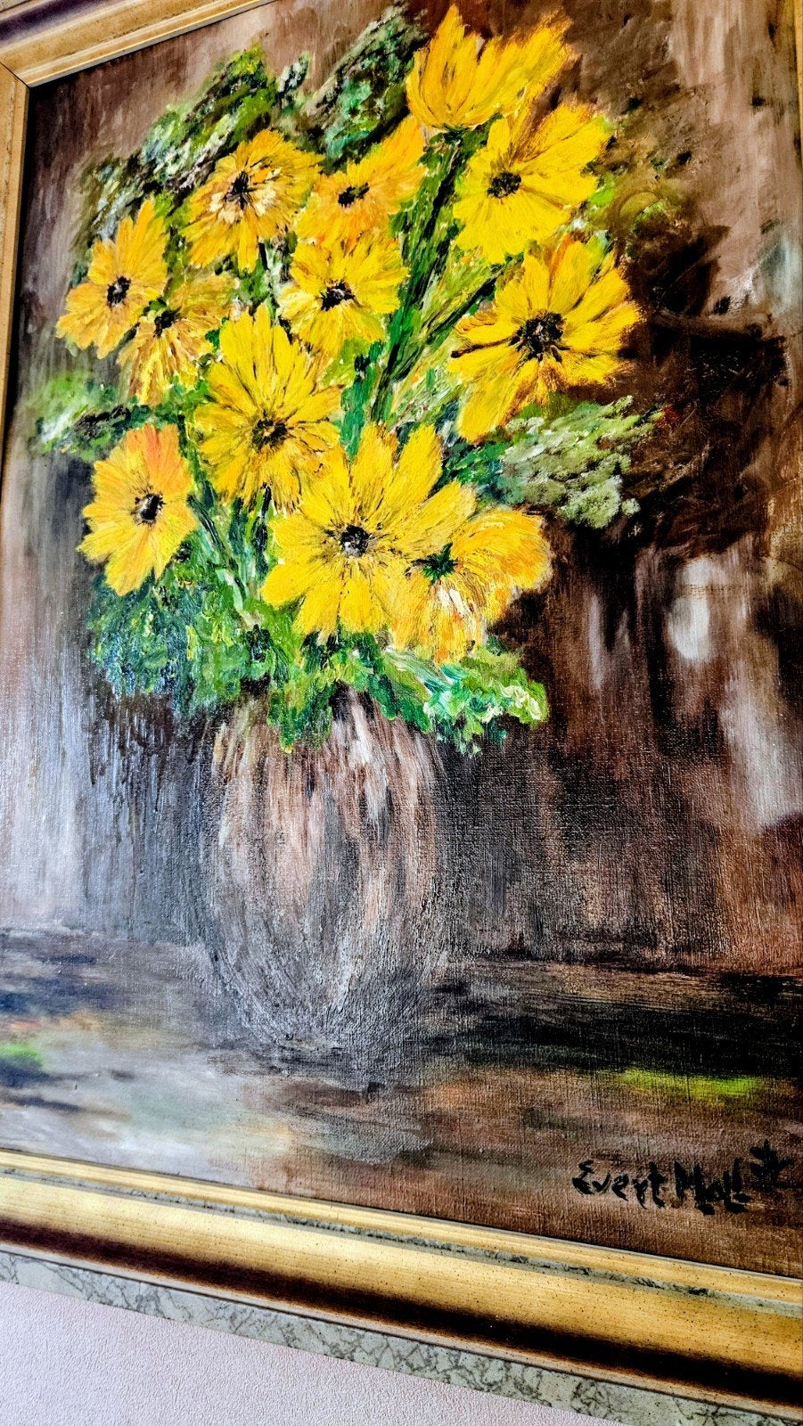 Evert Moll - 80x70cm met Luxe Lijst Olieverf Schilder, Antiek en Kunst, Kunst | Schilderijen | Klassiek, Acrylverf, Doek, Impressionistisch