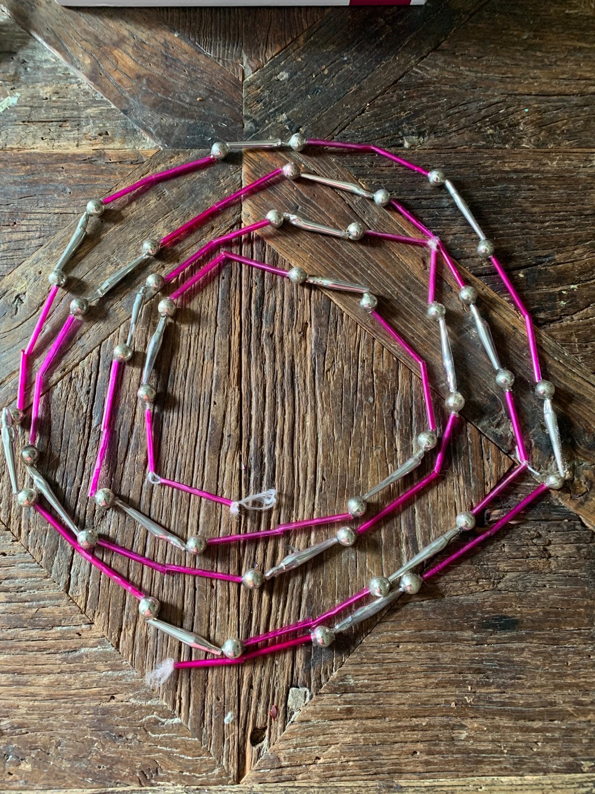 Antieke rose kerst quirlandes kralenketting, T, Ophalen of Verzenden, Zo goed als nieuw, N