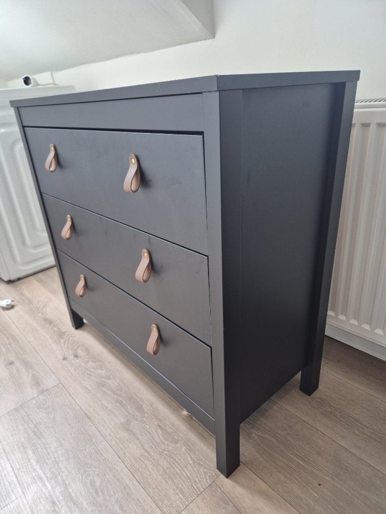 Zwarte ladekast Madeira - 80x82x38 cm, Huis en Inrichting, Kasten | Ladekasten, Ophalen, 50 tot 100 cm, Zo goed als nieuw, 3 of 4 laden