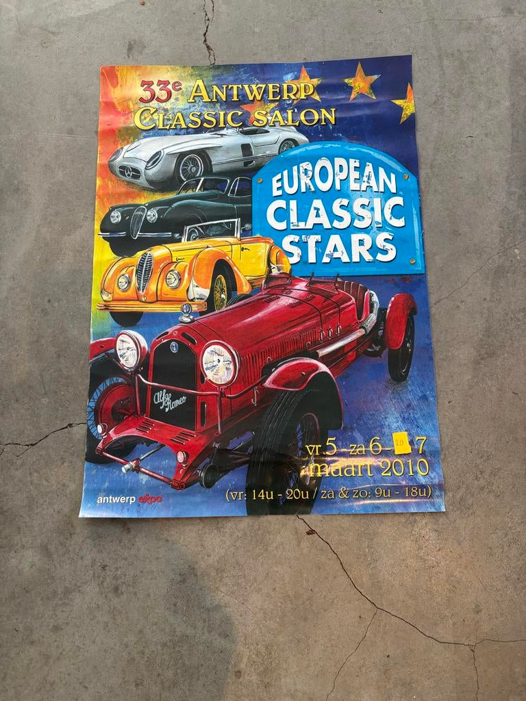 Poster 33e Antwerp Classic Salon European Classic Stars, Verzamelen, Ophalen, A1 t/m A3, Overige onderwerpen, Rechthoekig Staand