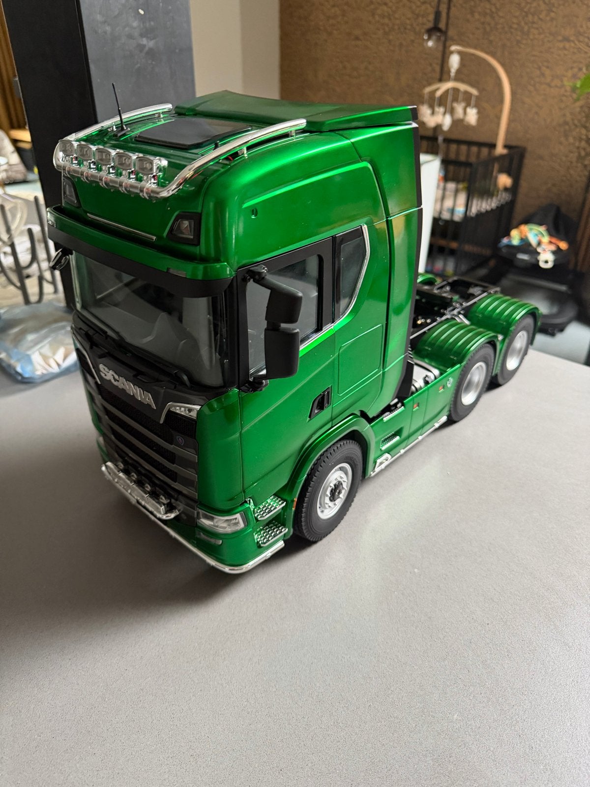 RC Scania Vrachtwagen met geluid en lampenpakket, Elektro, Gebruikt, Schaal 1:14, Ophalen of Verzenden