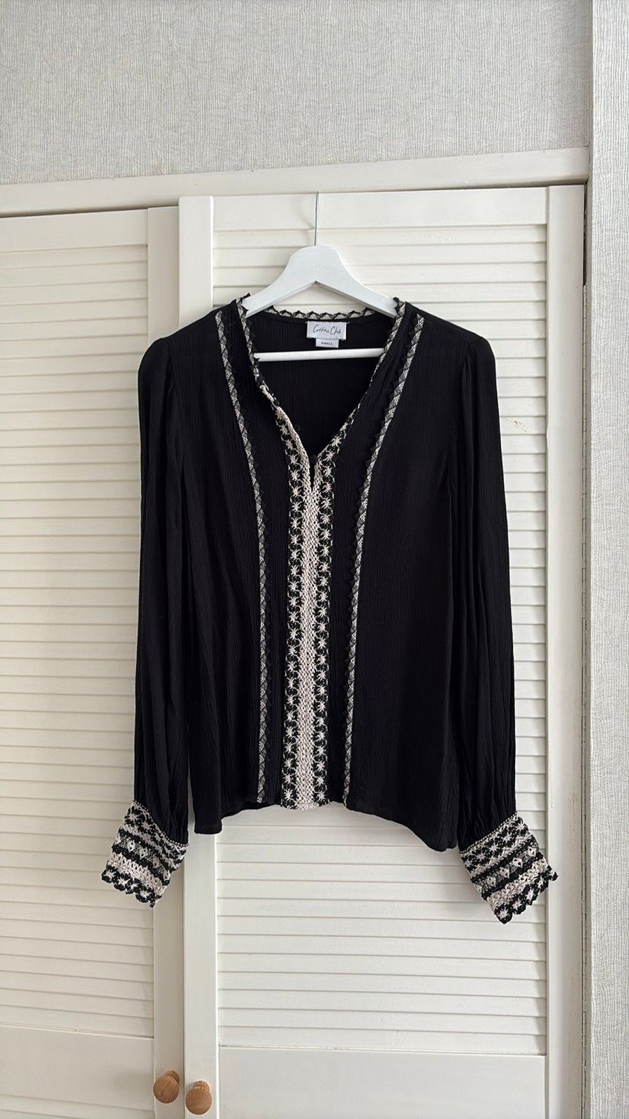 Prachtige blouse Cotton Club maat S, Ophalen of Verzenden, Zo goed als nieuw, Maat 36 (S), Zwart