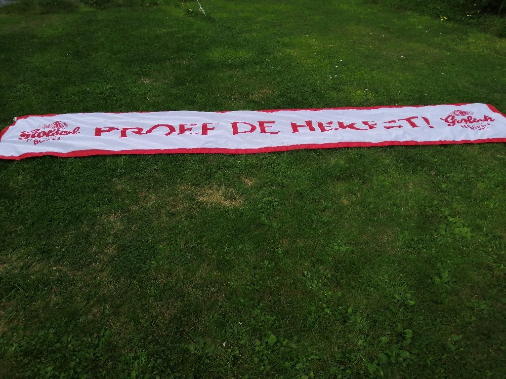 Grolsch vlag - proef de Herfst - 4 meter, Ophalen of Verzenden, Zo goed als nieuw, Overige typen, Grolsch
