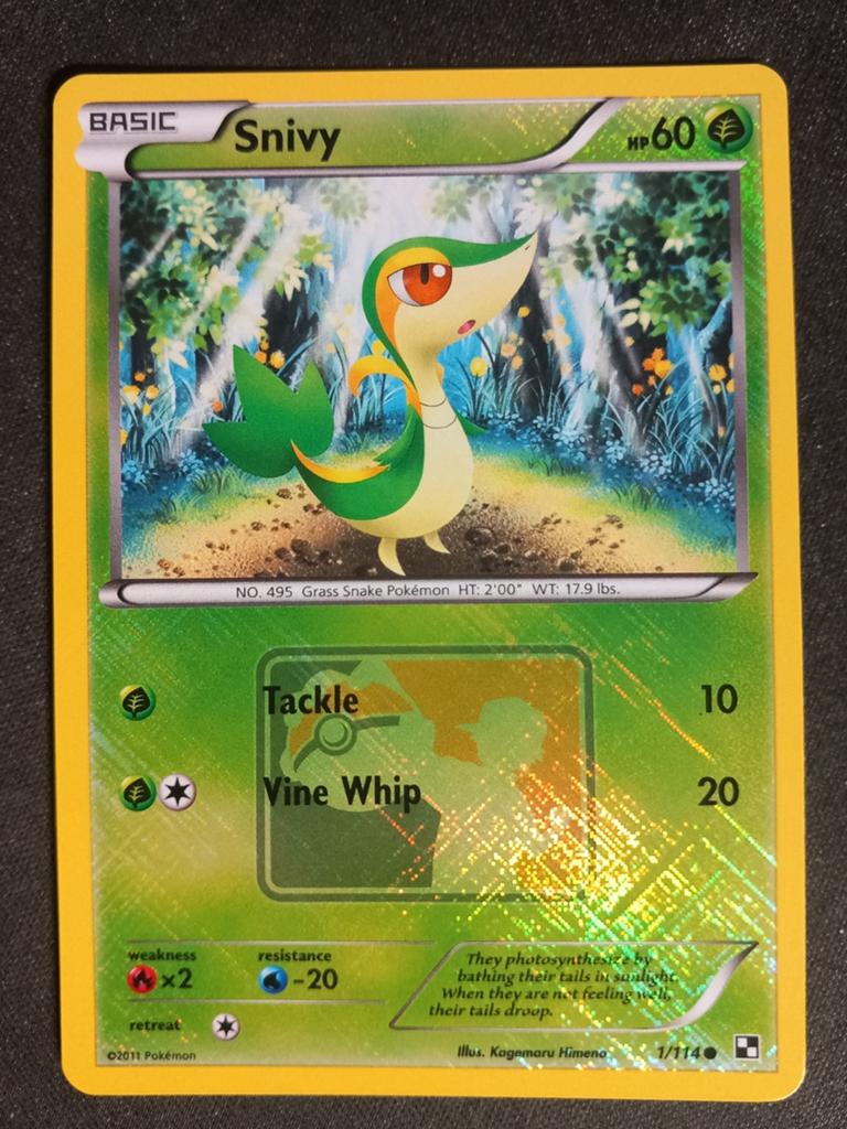Snivy 1/114 Black & White Play it! League Promo Excellent, Verzenden, Zo goed als nieuw, Losse kaart, Foil