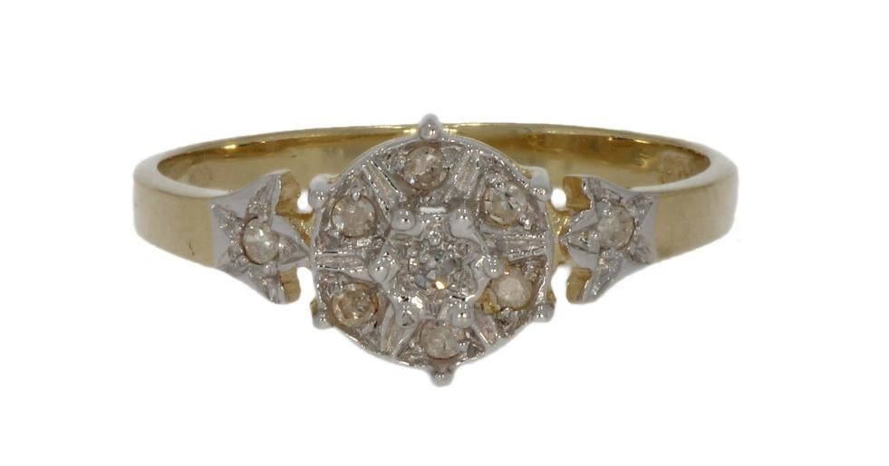 Diamanten 14k gouden luxe dames ring rozet entourage, Voordeelsieraden, Verzenden, Met edelsteen, Dame