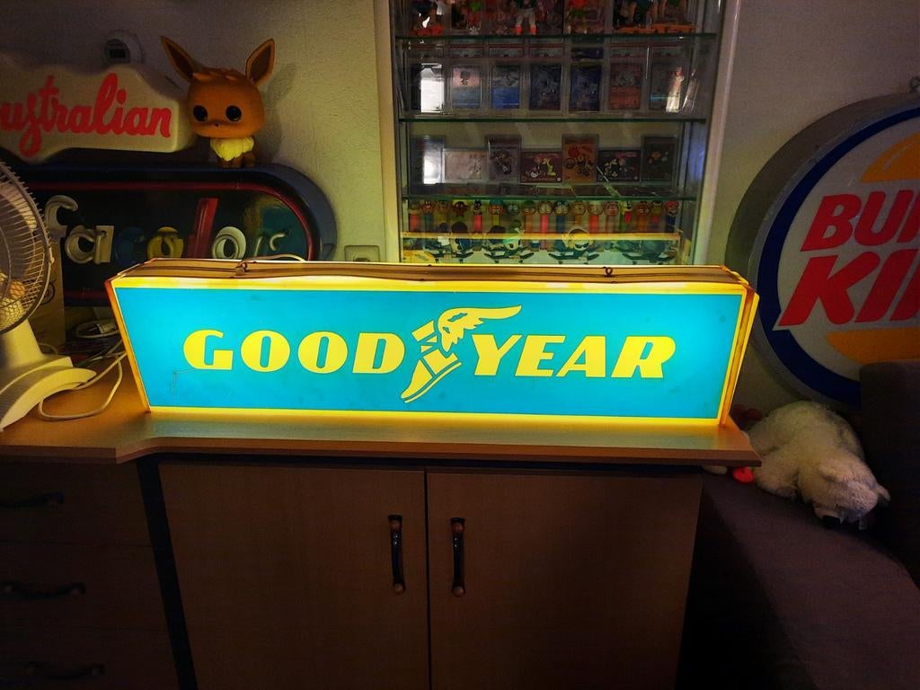 Goodyear reclame lichtbak, Verzamelen, Merken en Reclamevoorwerpen, Ophalen, Gebruikt, Lichtbak of (neon) lamp