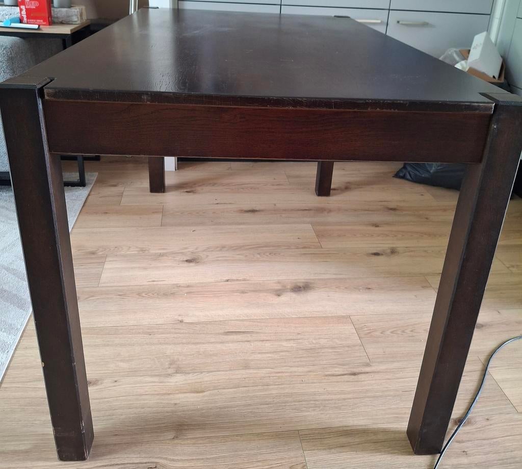 Eettafel donkerbruin 138x79x76 cm - kleine krasjes, Huis en Inrichting, Tafels | Eettafels, Ophalen, Gebruikt, 100 tot 150 cm