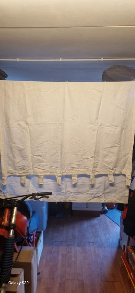 Katoenen gordijnen met lussen, Gebruikt, 100 tot 150 cm, 200 cm of meer, Wit