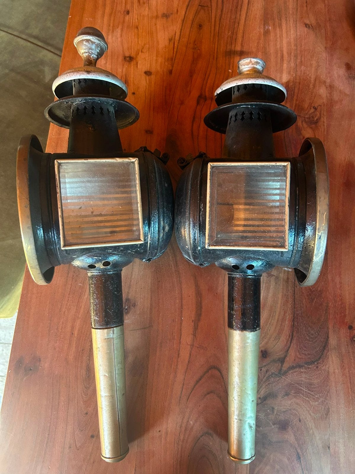 Antieke koperen koetslampen (set van 2), Antiek en Kunst, Antiek | Lampen, Ophalen
