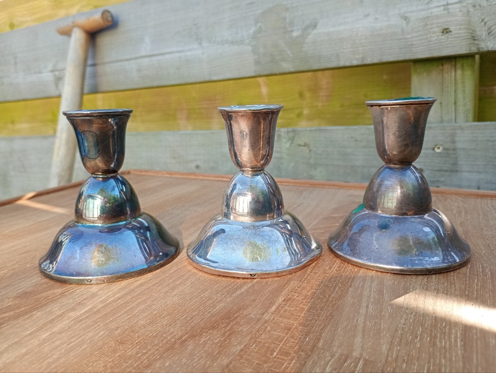 Gekeurd Deens zilveren Posthoorn kandelaar (3 stuks), Ophalen of Verzenden