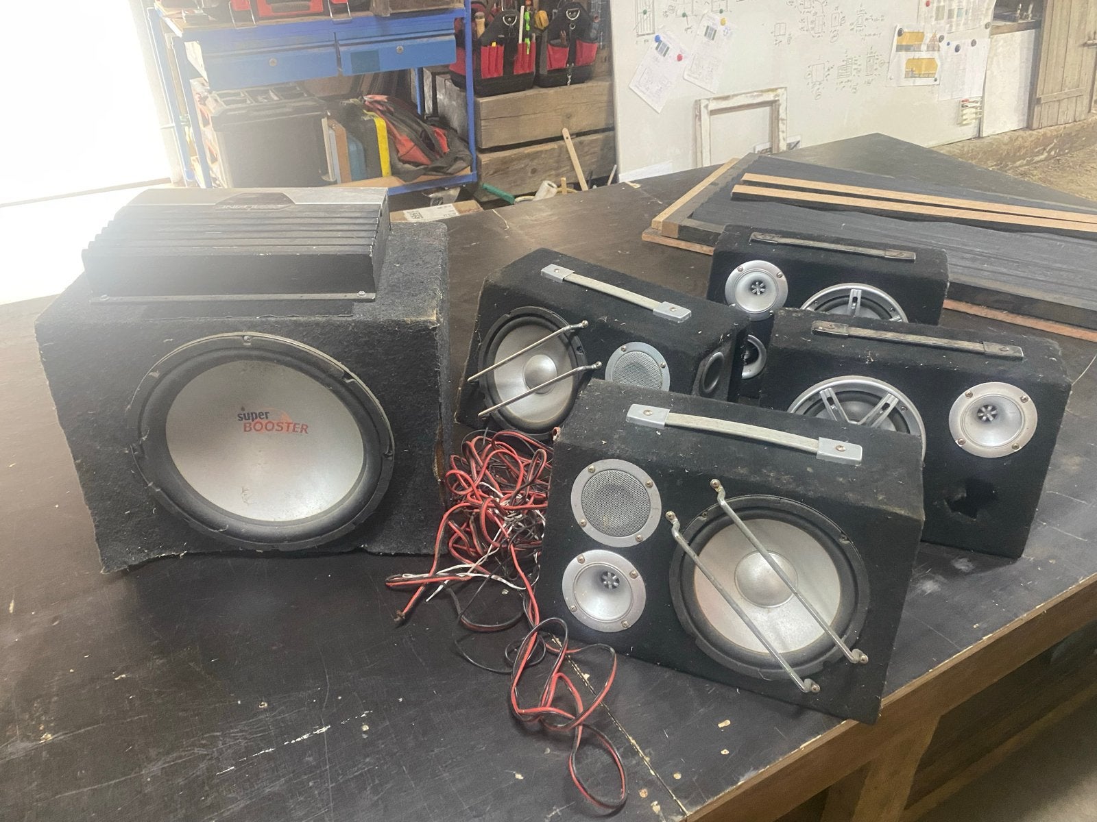 Alpine versterker MRV-F340 met subwoofer en speakers, Ophalen, Gebruikt