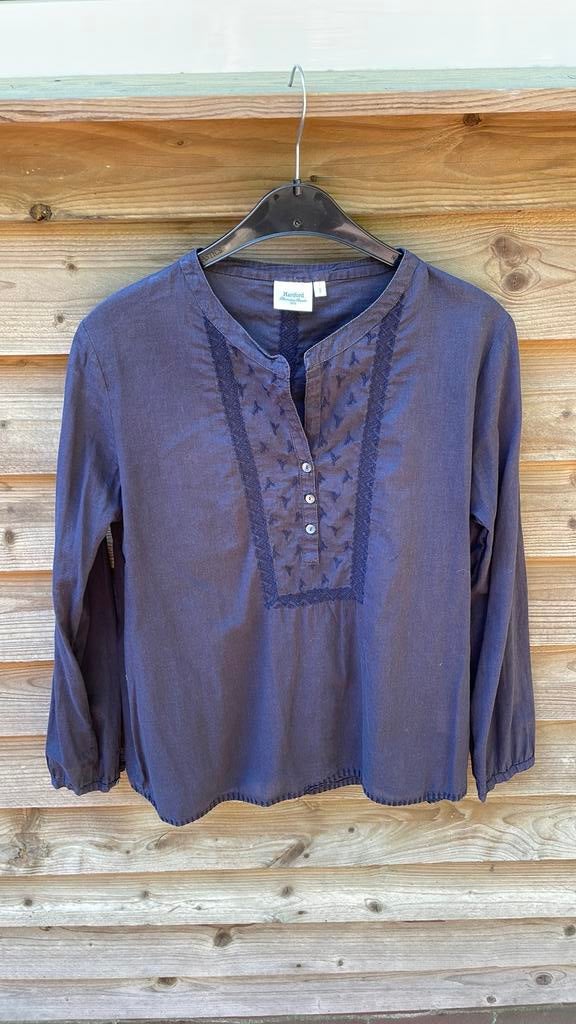Hartford blauw katoenen blouse in maat 3 (38/40), Ophalen of Verzenden, Gedragen, Maat 38/40 (M), Blauw