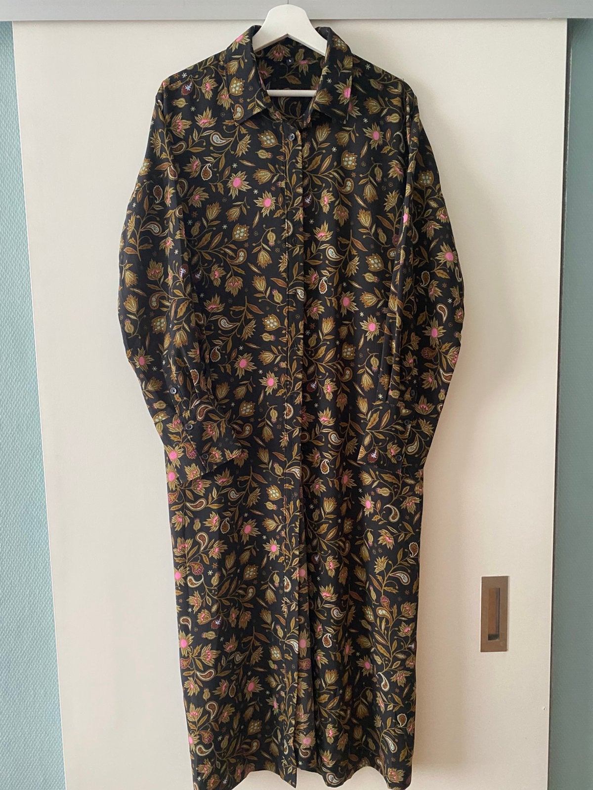 Blousejurk enkellange maxi jurk vest kimono mt L nieuw, Zwart, Maat 42/44 (L), Nieuw, Ophalen of Verzenden