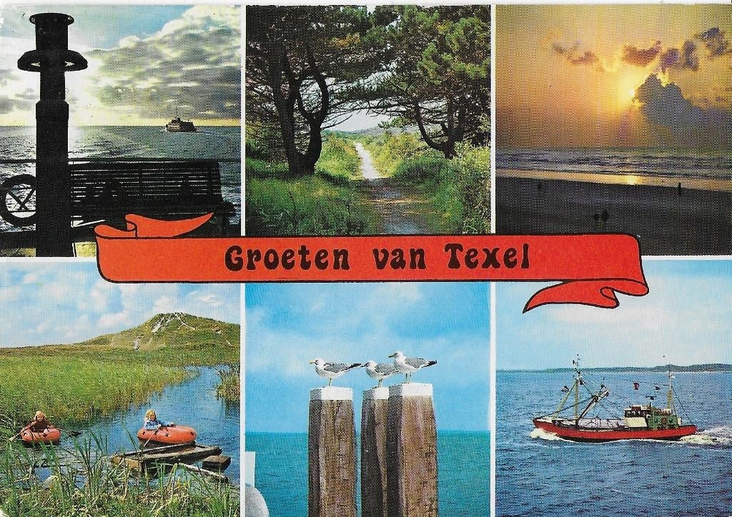 F35 Gelopen ansichtkaart groeten van Texel, Verzenden, 1980 tot heden, Gelopen, Waddeneilanden