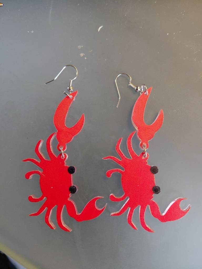 nieuwe oorbellen hangers krab in oranje / rood, Overige materialen, Hangers, Nieuw, Ophalen of Verzenden